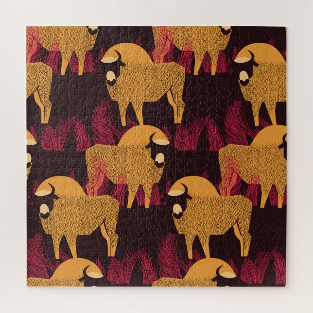 Bison hohes Gras: Feldmuster. (Vertikal)