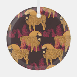 Bison hohes Gras: Feldmuster. Ornament Aus Glas