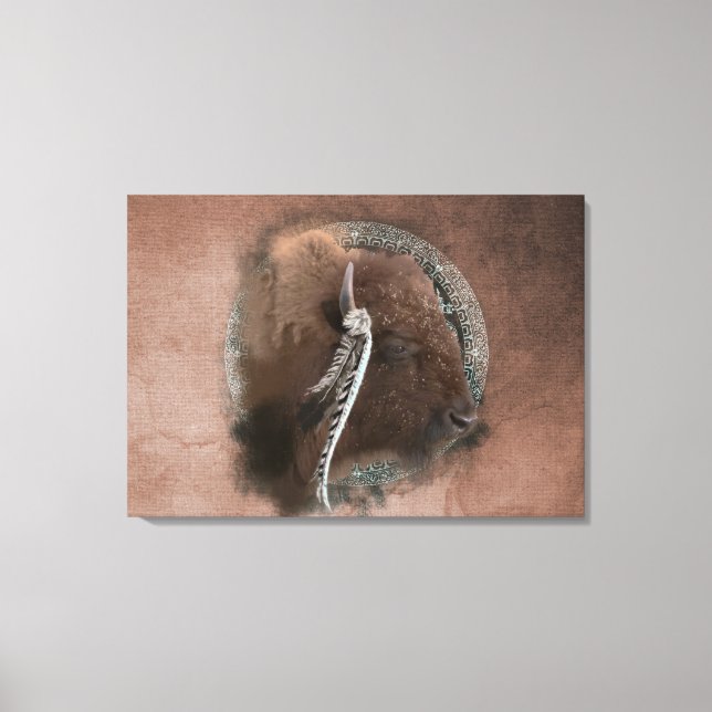 Bison II - überwundene Canvas Leinwanddruck (Vorderseite)