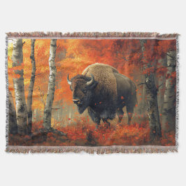 Bison im Herbstwald Artwork Decke