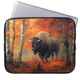 Bison im Herbstwald Artwork Laptopschutzhülle