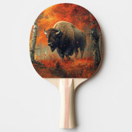 Bison im Herbstwald Artwork Tischtennis Schläger