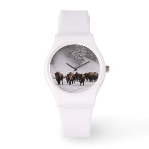 Bison im Winter Armbanduhr