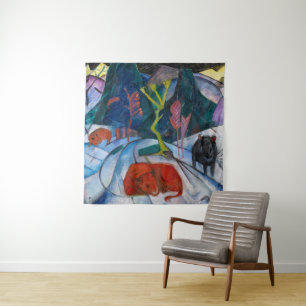 Bison im Winter Franz Marc Wandteppich