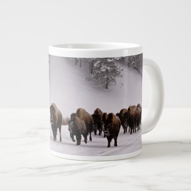 Bison im Winter Jumbo-Tasse (Vorderseite Rechts)