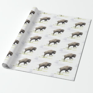 Bison im Wintersturm Geschenkpapier