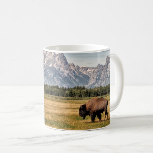 Bison in den Tetons Kaffeetasse (VorderseiteRechts)