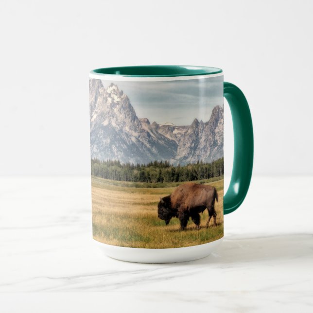 Bison in den Tetons Tasse (VorderseiteRechts)