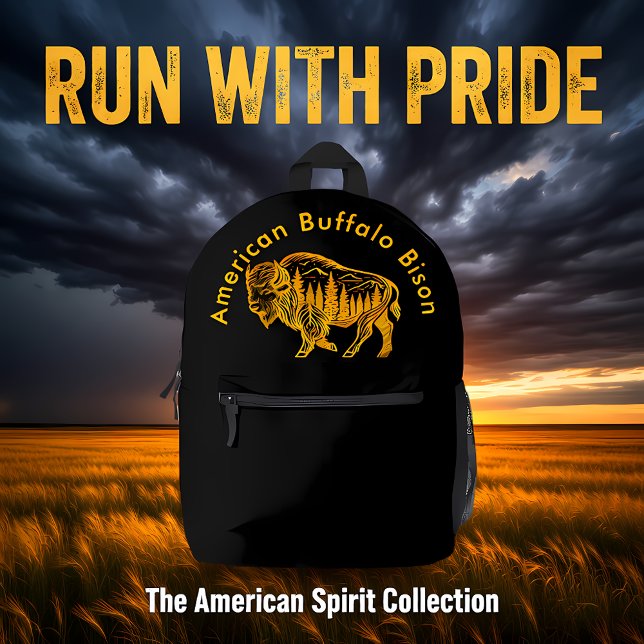 Bison in einer Walddarstellung Bedruckter Rucksack (Von Creator hochgeladen)