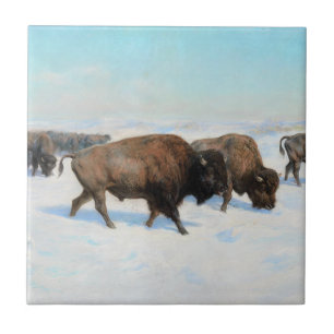 Bison in the Snow (von Rosa Bonheur) Fliese