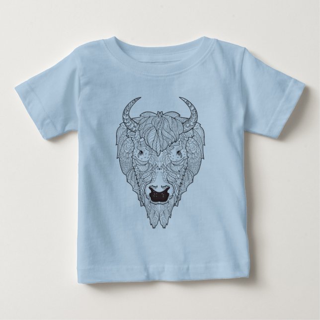 Bison-Kopf-Gekritzel Baby T-shirt (Vorderseite)