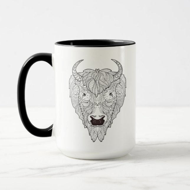 Bison-Kopf-Gekritzel Tasse (Links)
