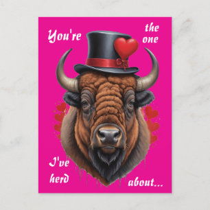 Bison-Liebe mit einem wilden Gefühl des Spaßes Feiertagspostkarte