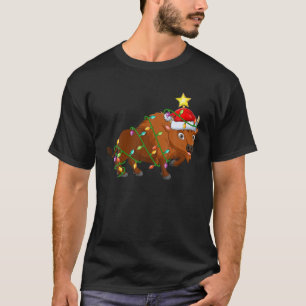 Bison Lighting Xmas Tree Matching Bison Weihnachte T-Shirt
