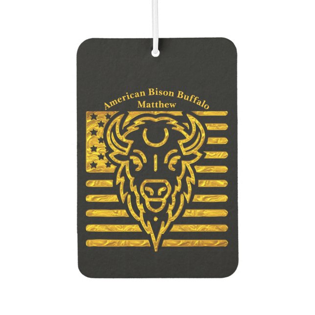 Bison mit amerikanischem Flaggenrahmen Autolufterfrischer (Vorderseite)