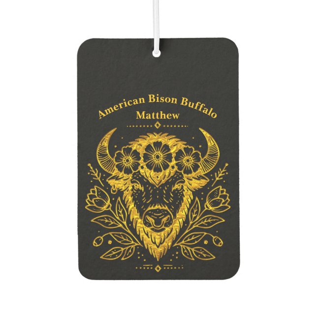 Bison mit Blumenkronen in komplizierter Gestaltung Autolufterfrischer (Vorderseite)