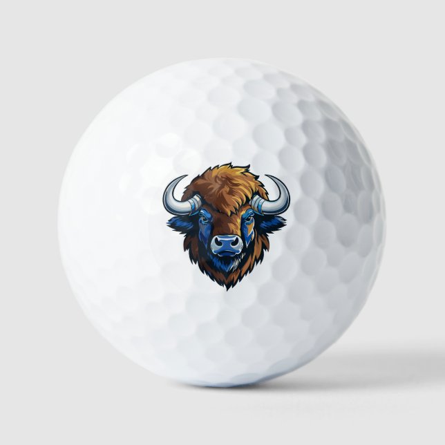 Bison mit großen Hörnern Golfball (Vorderseite)