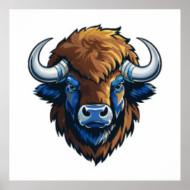 Bison mit großen Hörnern Poster