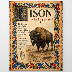 Bison, mittelalterliche Bestiarien-Kunst Postkarte