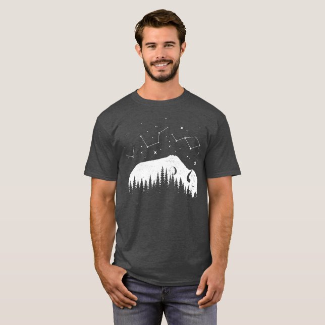 Bison Moon Wood Stars Dream Grosses Trekking T-Shirt (Vorne ganz)