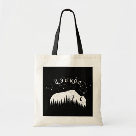 Bison Moon Wood Stars Galaxy Graues Trekking Reise Tragetasche