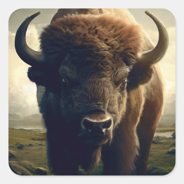 Bison Painting Quadratischer Aufkleber (Vorderseite)