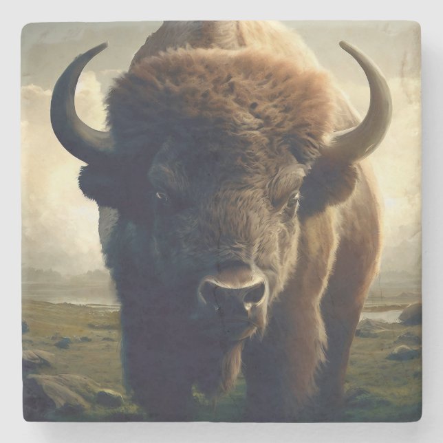Bison Painting Steinuntersetzer (Vorderseite)