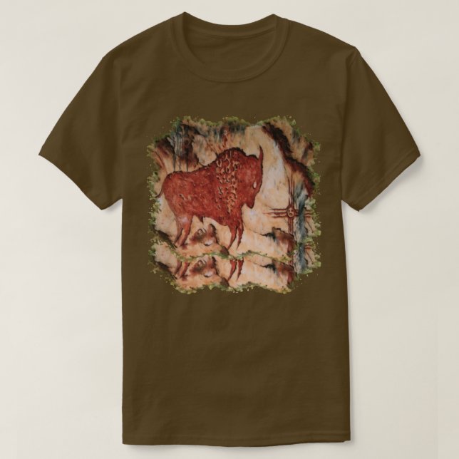 Bison-Petroglyphe-dunkler UnisexT - Shirt (Design vorne)