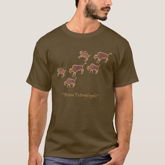 Bison-Petroglyphen T-Shirt (Vorderseite)
