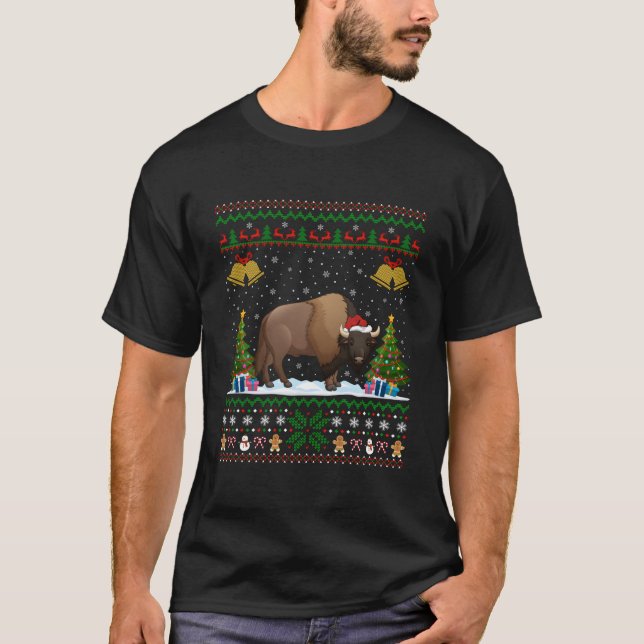 Bison Santa Hässlicher Bison T-Shirt (Vorderseite)