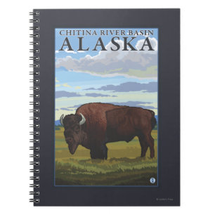 Bison Scene - Chitina River Basin, Alaska Notizblock