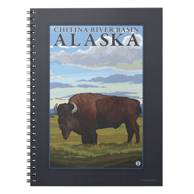 Bison Scene - Chitina River Basin, Alaska Notizblock (Vorderseite)