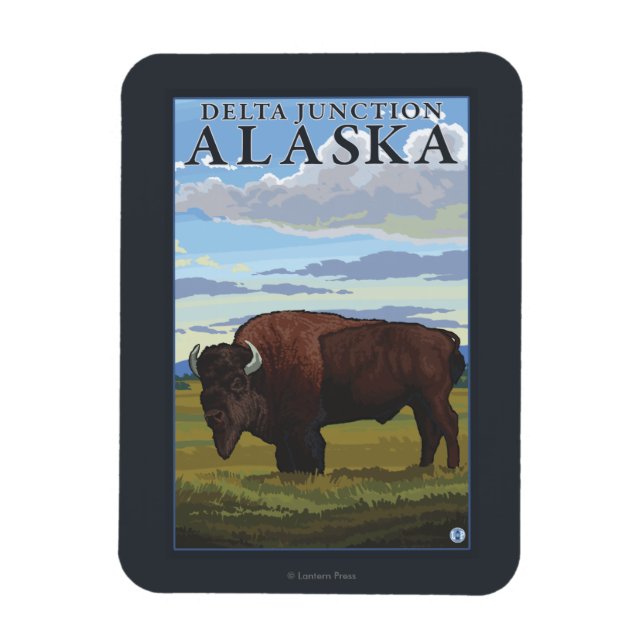 Bison Scene - Delta Junction, Alaska Magnet (Vertikal)