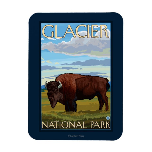 Bison Scene - Glacier National Park, MT Magnet (Vertikal)