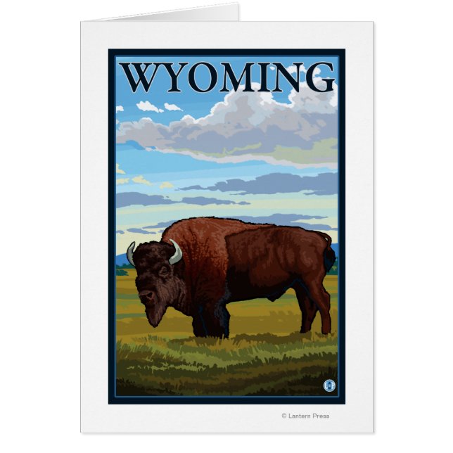 Bison SceneWyomingVintage Travel Poster (Vorne)
