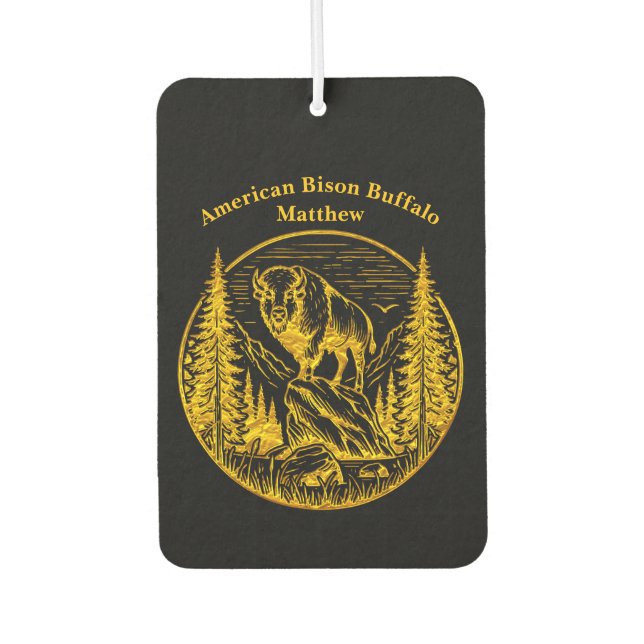 Bison Stehend stolz in einer natürlichen Landschaf Autolufterfrischer (Vorderseite)