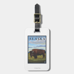 Bison-Szene - Chitina Flusseinzugsgebiet, Alaska Gepäckanhänger