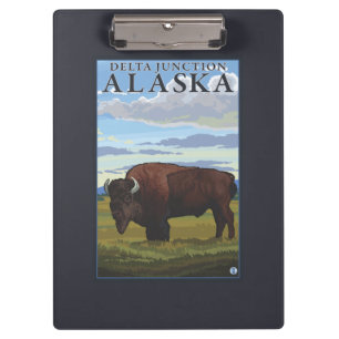 Bison-Szene - Deltakreuzung, Alaska Klemmbrett