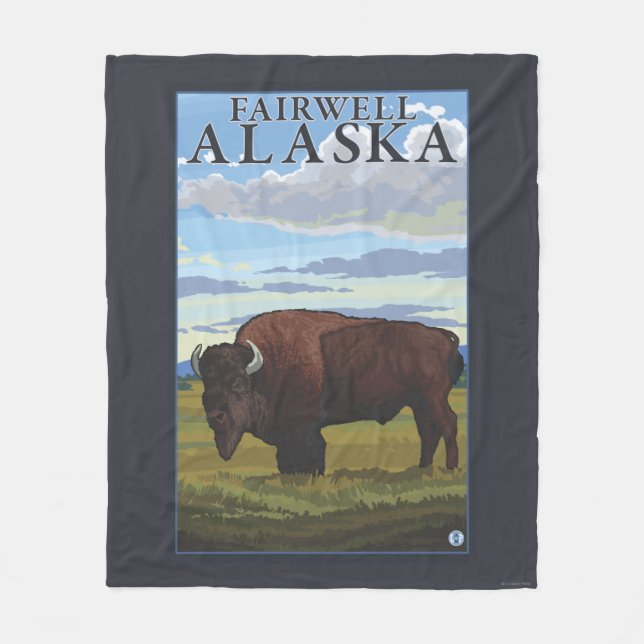 Bison-Szene - Fairwell, Alaska Fleecedecke (Vorderseite)
