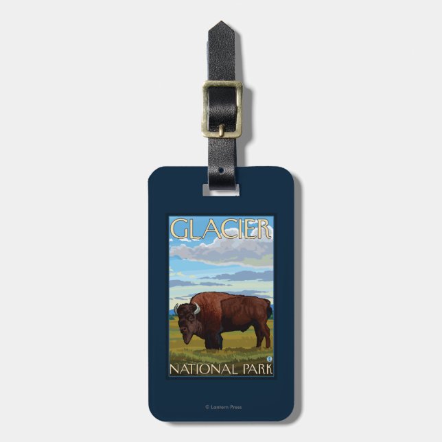 Bison-Szene - Glacier Nationalpark, M.Ü. Gepäckanhänger (Vorderseite vertikal)