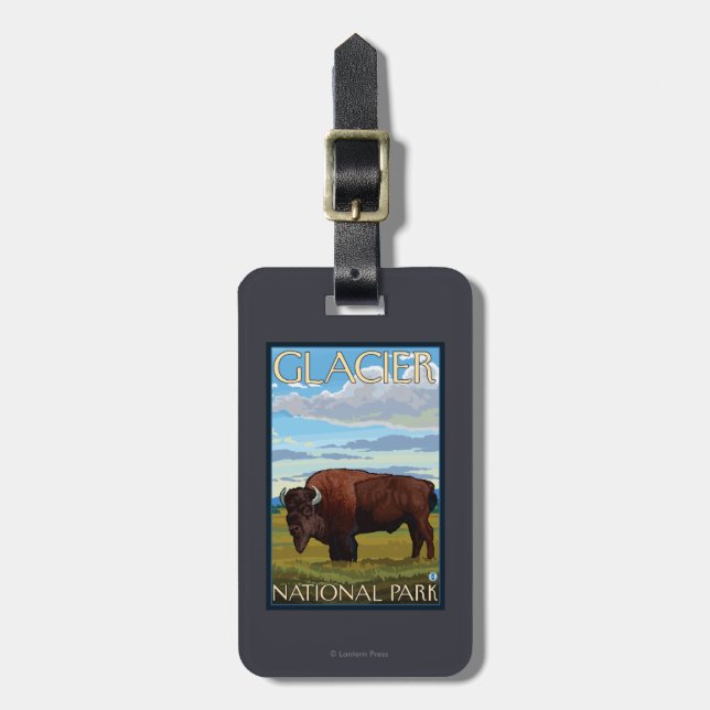Bison-Szene - Glacier Nationalpark, M.Ü. Gepäckanhänger (Vorderseite vertikal)
