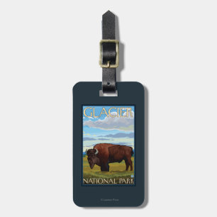 Bison-Szene - Glacier Nationalpark, M.Ü. Gepäckanhänger