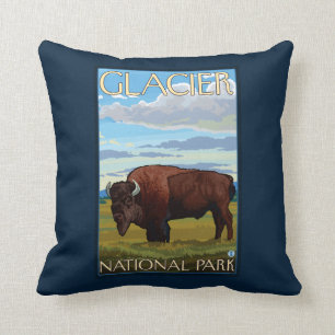 Bison-Szene - Glacier Nationalpark, M.Ü. Kissen