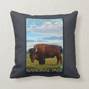 Bison-Szene - Glacier Nationalpark, M.Ü. Kissen