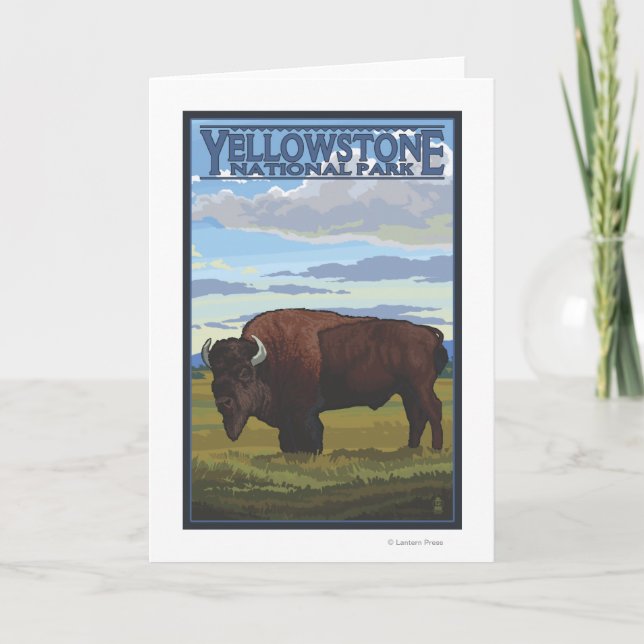 Bison-Szene - Yellowstone Nationalpark Karte (Vorderseite)