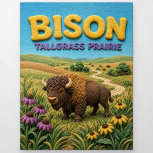 Bison Tallgrass Prairie Moderne KlayKoo Postkarte