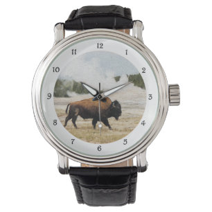 Bison und Alt müde Armbanduhr