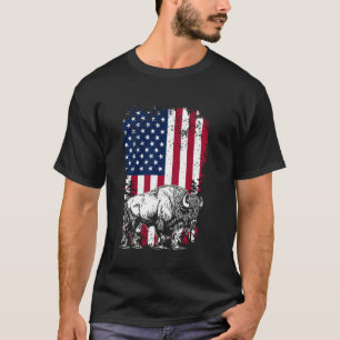 Bison US Flag - USA Flag 4. Juli 4. T-Shirt