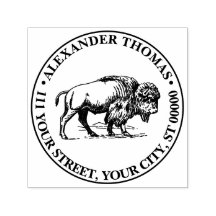 Bison Vintag Zeichnend Name Rücksendeadresse