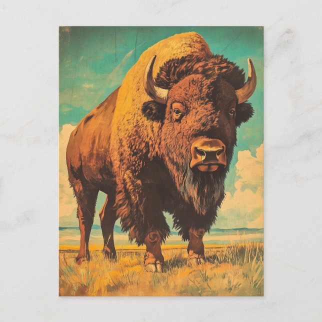 Bison Vintage Postkarte (Vorderseite)